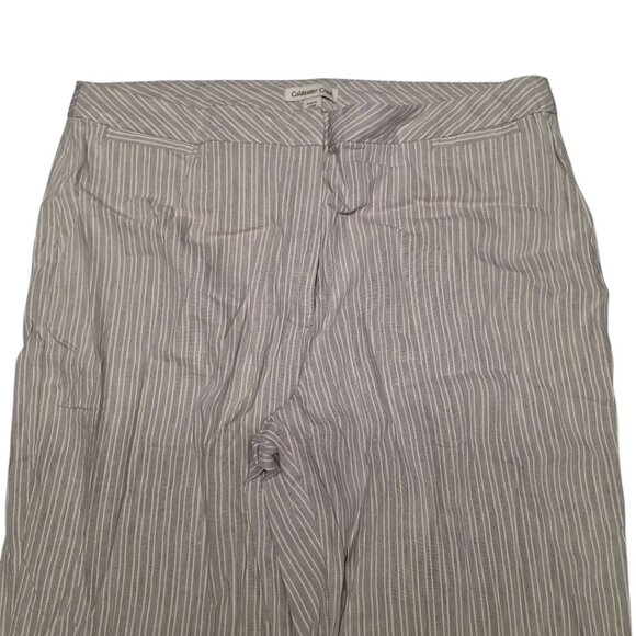 Coldwater Creek Gray Stripe Pants Linen Blend Womens 18 Plus Size‎ - Picture 5 of 8